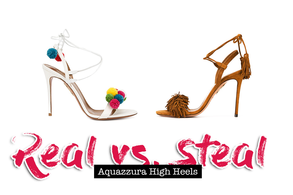 Real vs. Steal, Aquazzura High Heels, Wild Thing Sandalen, Pom Pom Sandalen, Dupe, Lookalike, Fashion Magazin Österreich, Modeblog, whoismocca.com