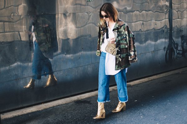 Oversize Camouflage Parka, Denim Culotte, goldene Boots, Streetstyle, Herbst Outfit, Metallic Boots, Cross Body Bag, breiter Riemen, Fashion Blog, Modeblog, whoismocca.com