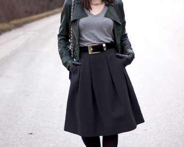 Outfit: Midirock und Lederjacke kombinieren Outfit: Midirock und Lederjacke kombinieren