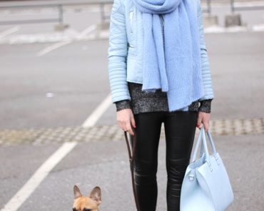 Outfit: hellblaue Lederjacke von Zara & Topshop Boots Outfit: hellblaue Lederjacke von Zara & Topshop Boots