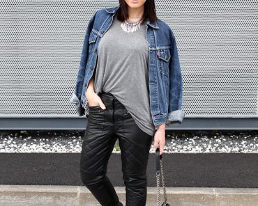 Outfit: gesteppte Lederhose von Asos & Vintage Jeansjacke Outfit: gesteppte Lederhose von Asos & Vintage Jeansjacke