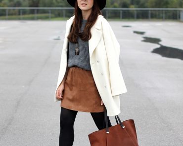 Outfit: Lederrock von Mango, Mantel von Hallhuber und Ledershopper Outfit: Lederrock von Mango, Mantel von Hallhuber und Ledershopper