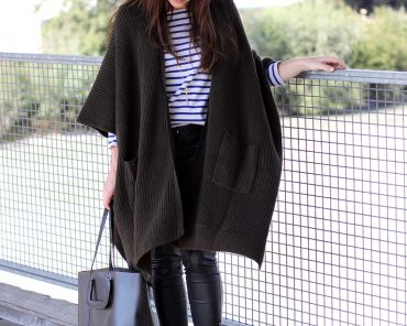 Outfit: Strick Cape von Asos & Lederhose Outfit: Strick Cape von Asos & Lederhose