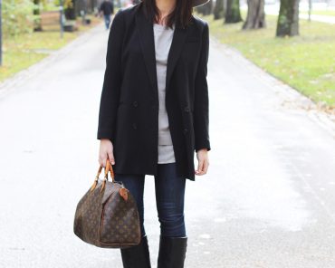 High-Waist Jeans, Aldo Boots und Louis Vuitton Speedy High-Waist Jeans, Aldo Boots und Louis Vuitton Speedy