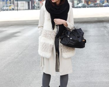 Biker Boots von DUO, Trenchcoat und Fake Fur Weste Biker Boots von DUO, Trenchcoat und Fake Fur Weste