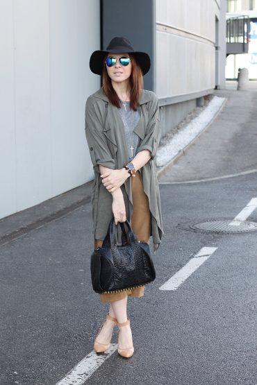 Culottes von H&M, Alexander Wang Rocco Bag und Fedora Culottes von H&M, Alexander Wang Rocco Bag und Fedora