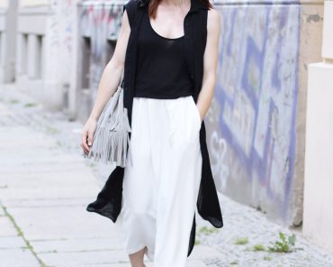 Fashion Week Outfit 3: weiße Culotte von French Connection, Aldo Pantoletten Fashion Week Outfit 3: weiße Culotte von French Connection, Aldo Pantoletten