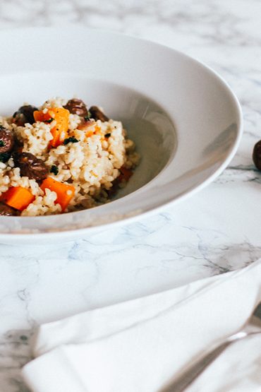 veganes Maronen Risotto mit Kürbis veganes Maronen Risotto mit Kürbis
