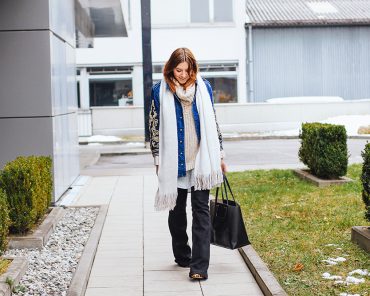 Autumn Look with Denim Jacket, Flared Jeans and Turtleneck jumper Autumn Look with Denim Jacket, Flared Jeans and Turtleneck jumper