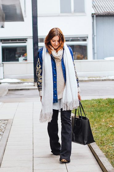 Autumn Look with Denim Jacket, Flared Jeans and Turtleneck jumper Autumn Look with Denim Jacket, Flared Jeans and Turtleneck jumper