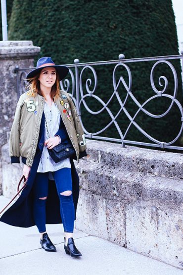 Streetstyle: Bomberjacke mit Patches kombinieren Streetstyle: Bomberjacke mit Patches kombinieren