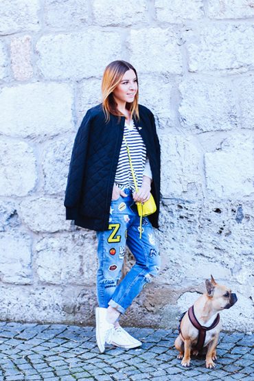 Patched-up jeans from Zoe Karssen and Bomber jacket from Iriedaily Patched-up jeans from Zoe Karssen and Bomber jacket from Iriedaily