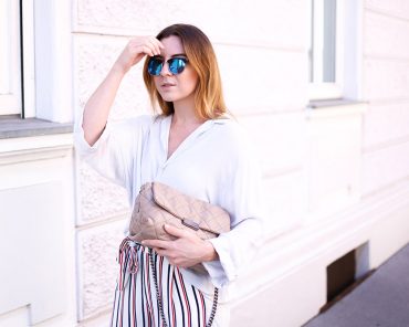Striped Culottes and Sneakers Striped Culottes and Sneakers