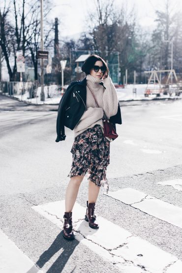 Winter Outfit mit Rock, Lederjacke und Strickpullover! Winter Outfit mit Rock, Lederjacke und Strickpullover!