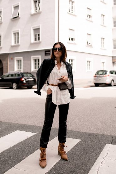 Mein Herbst Outfit mit Lederhose, Longbluse und Gürteltasche! Mein Herbst Outfit mit Lederhose, Longbluse und Gürteltasche!