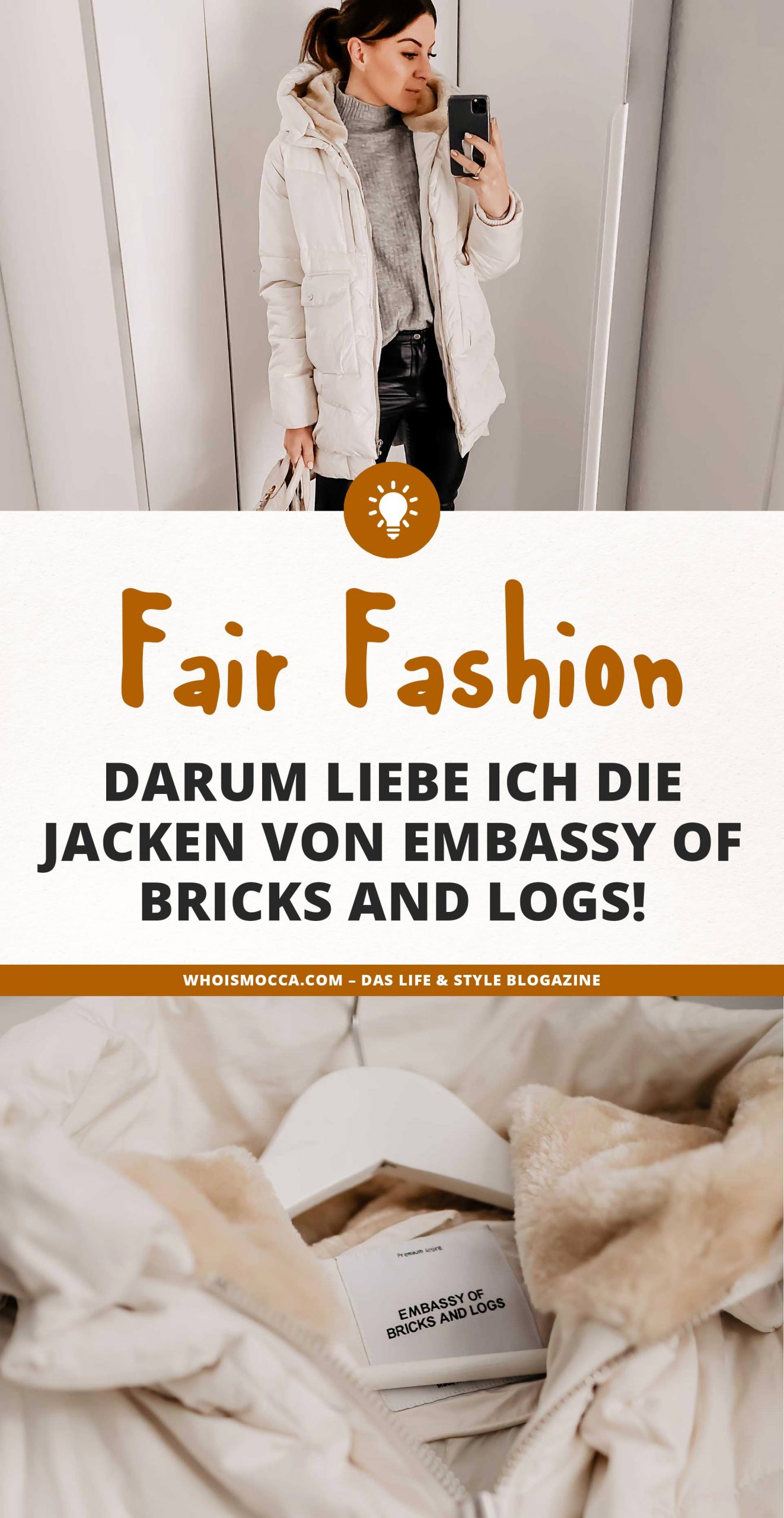 Auf dem Modeblog dreht sich heute alles um die vegane Fair Fashion Marke Embassy of Bricks and Logs. Wo du die Outerwear online kaufen kannst und warum ich die nachhaltige Modemarke so liebe, erzähle ich dir auf whoismocca.com #nachhaltigkeit #fairfashion #veganemode #fairemode #embassyofbricksandlogs