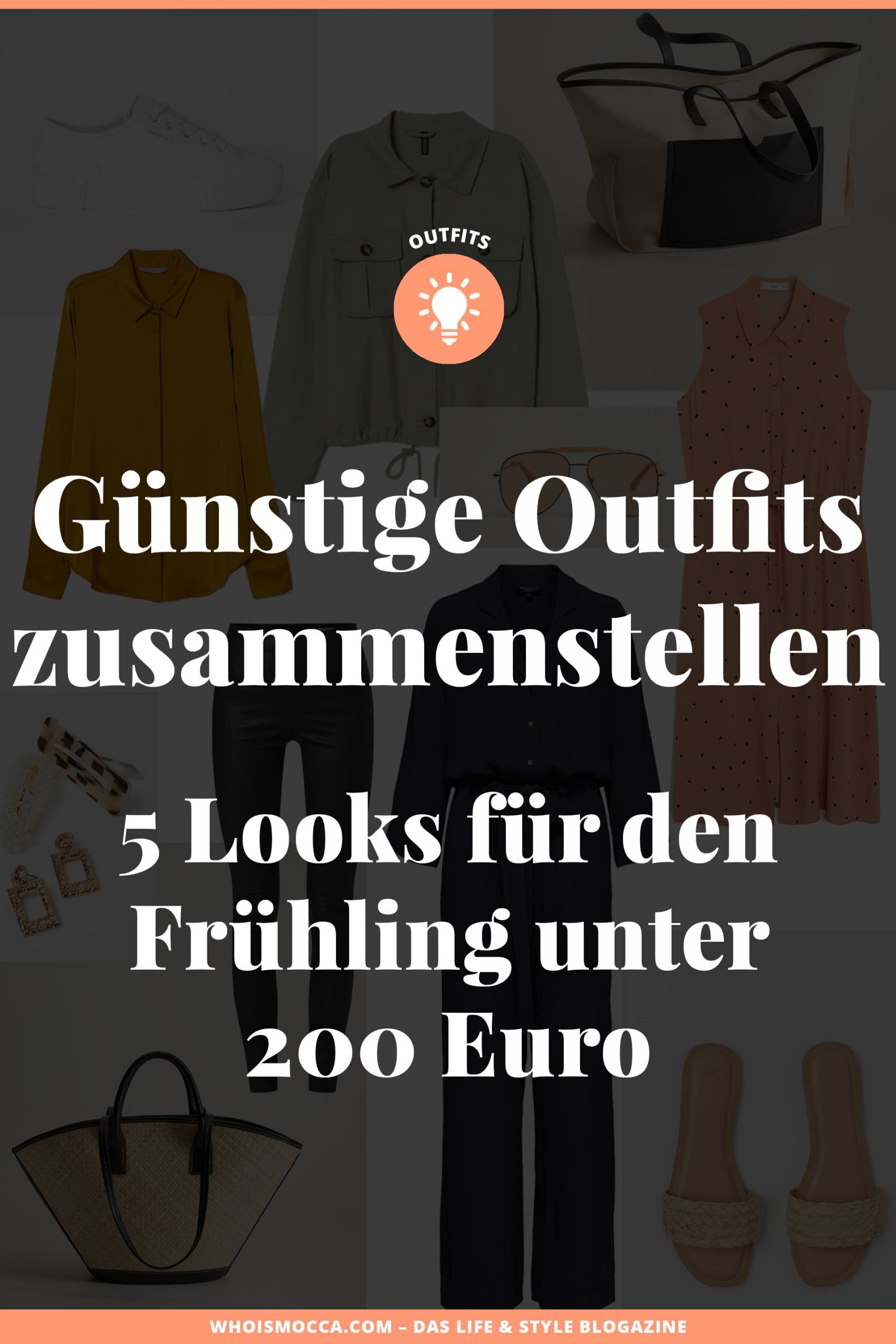 Du möchtest dir günstige Outfits zusammenstellen, die modern und stylisch sind? Am Modeblog habe ich 5 Looks unter 200 Euro für dich kreiert. Viel Spaß beim Stöbern! www.whoismocca.com #frühlingsoutfit #modetrends #frühlingstrends